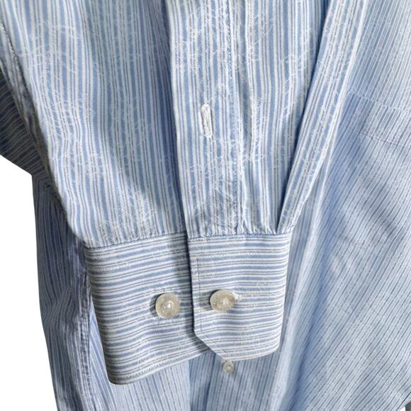 JOHNSON & MURPHY Tailored Fit Long Sleeve Floral Striped Button Down Shirt Sz L - Picture 4 of 13